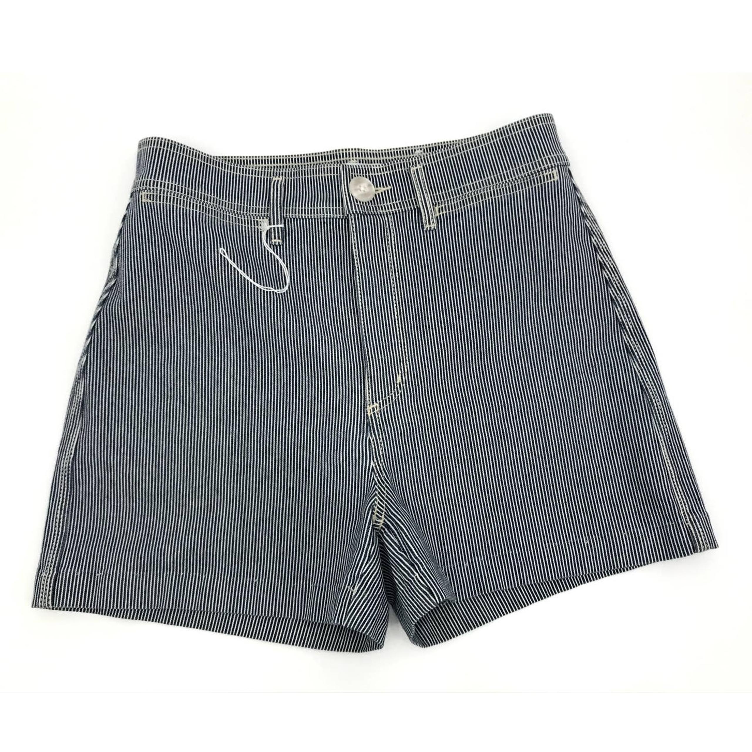Ann Taylor LOFT Women's Railroad Stripe High Waist Denim Shorts 2