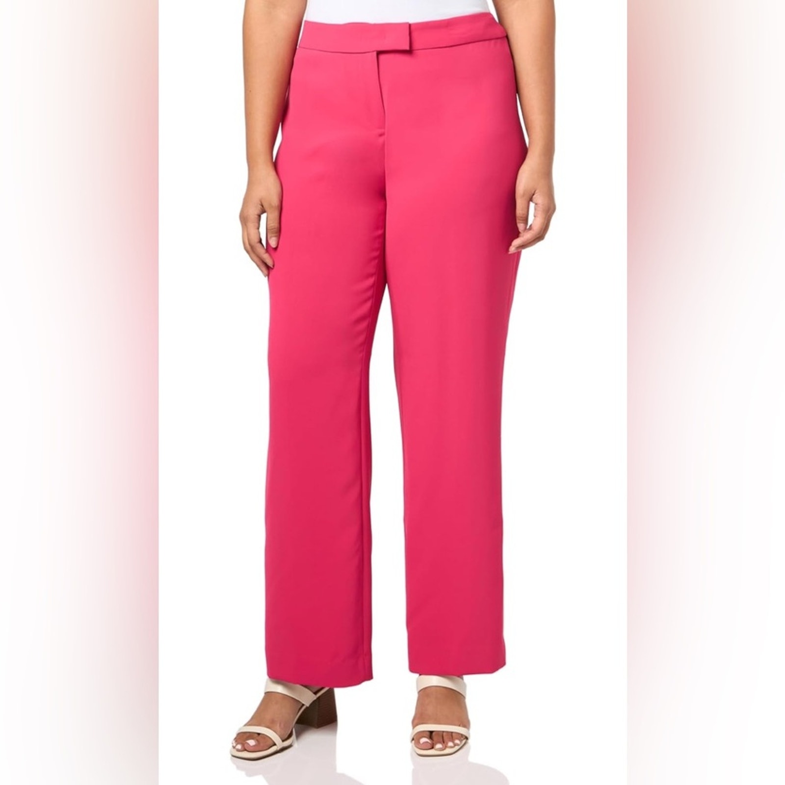 Anne Klein Women's 18 Fly Front Extend Tab Trouser Bowie Pant Pink Hot Pink