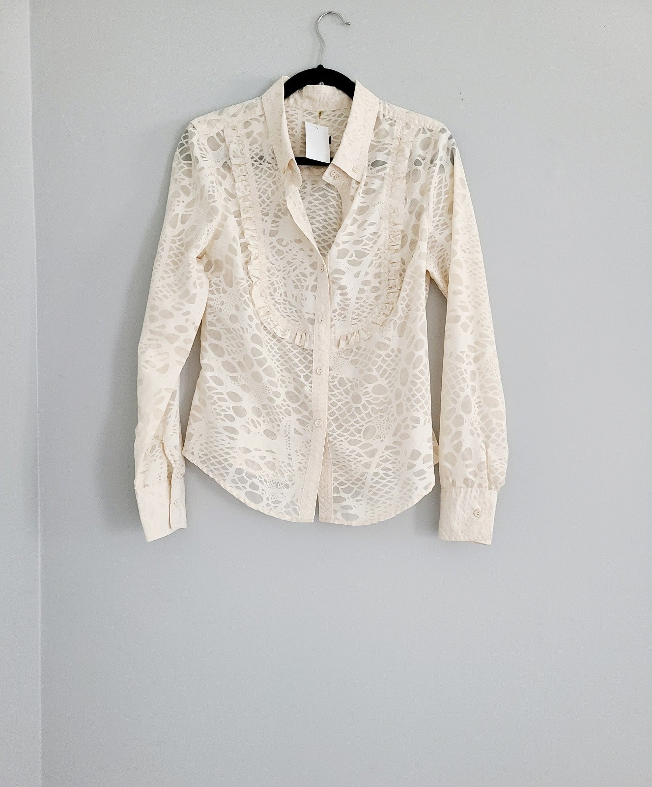 Oples Beration Ivory Semi Sheer Top M