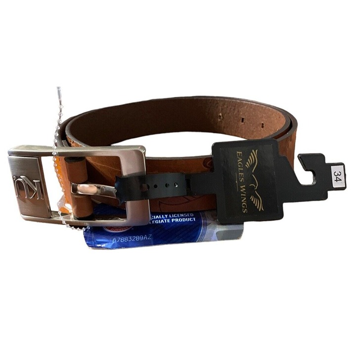 Vintage Eagles Wings Collegiate Product Kansas Brandish Leather Belt Brown 34 KU
