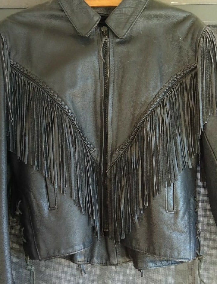 black leather jacket