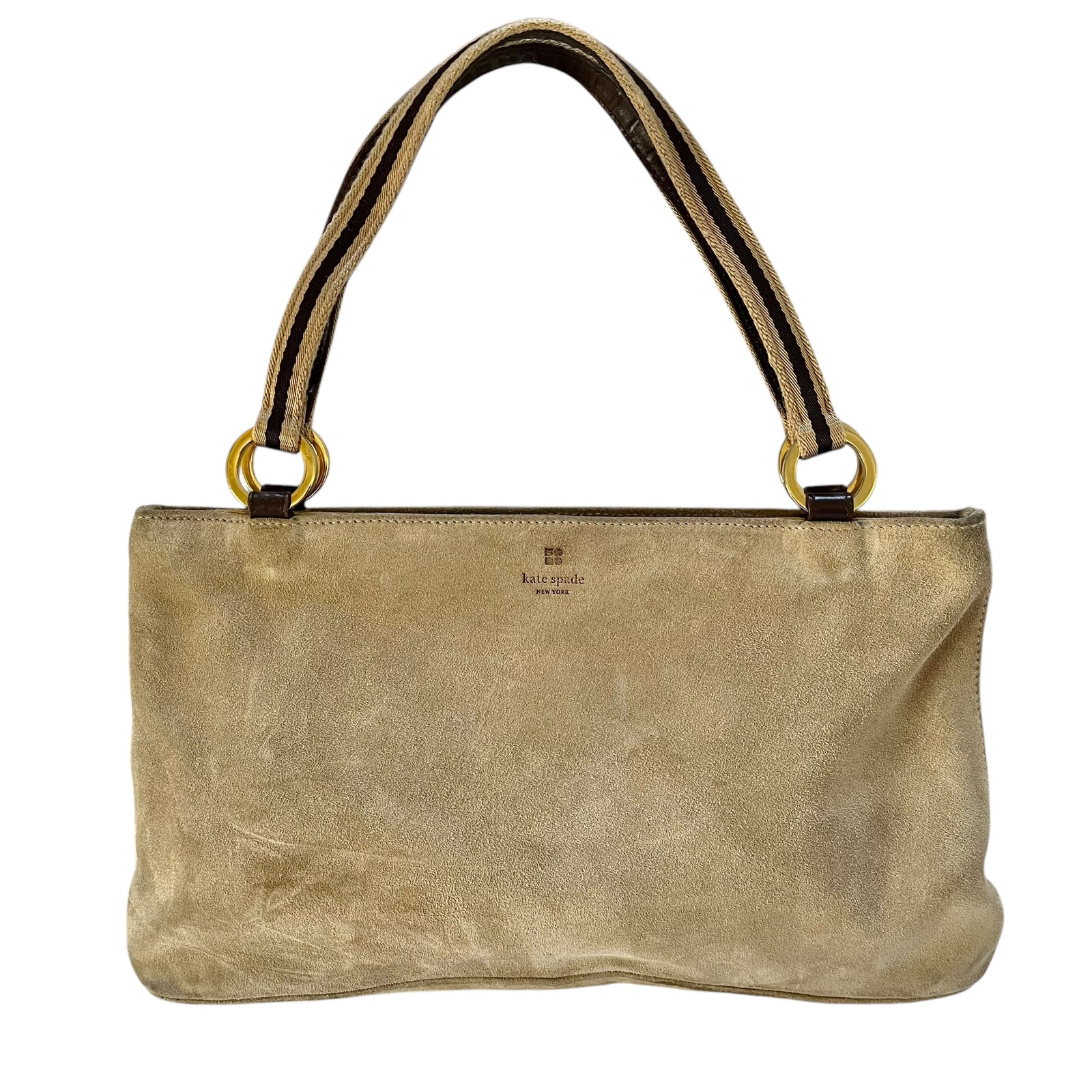 Kate Spade New York Vintage Beige Suede Leather Satchel Handbag - Made in Italy