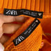 NWOT Zara Cable Knit Orange Set - Crop Top & Short Sleeves Cardigan with Frills