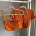 NWOT Zara Cable Knit Orange Set - Crop Top & Short Sleeves Cardigan with Frills