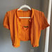 NWOT Zara Cable Knit Orange Set - Crop Top & Short Sleeves Cardigan with Frills