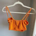 NWOT Zara Cable Knit Orange Set - Crop Top & Short Sleeves Cardigan with Frills