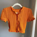 NWOT Zara Cable Knit Orange Set - Crop Top & Short Sleeves Cardigan with Frills
