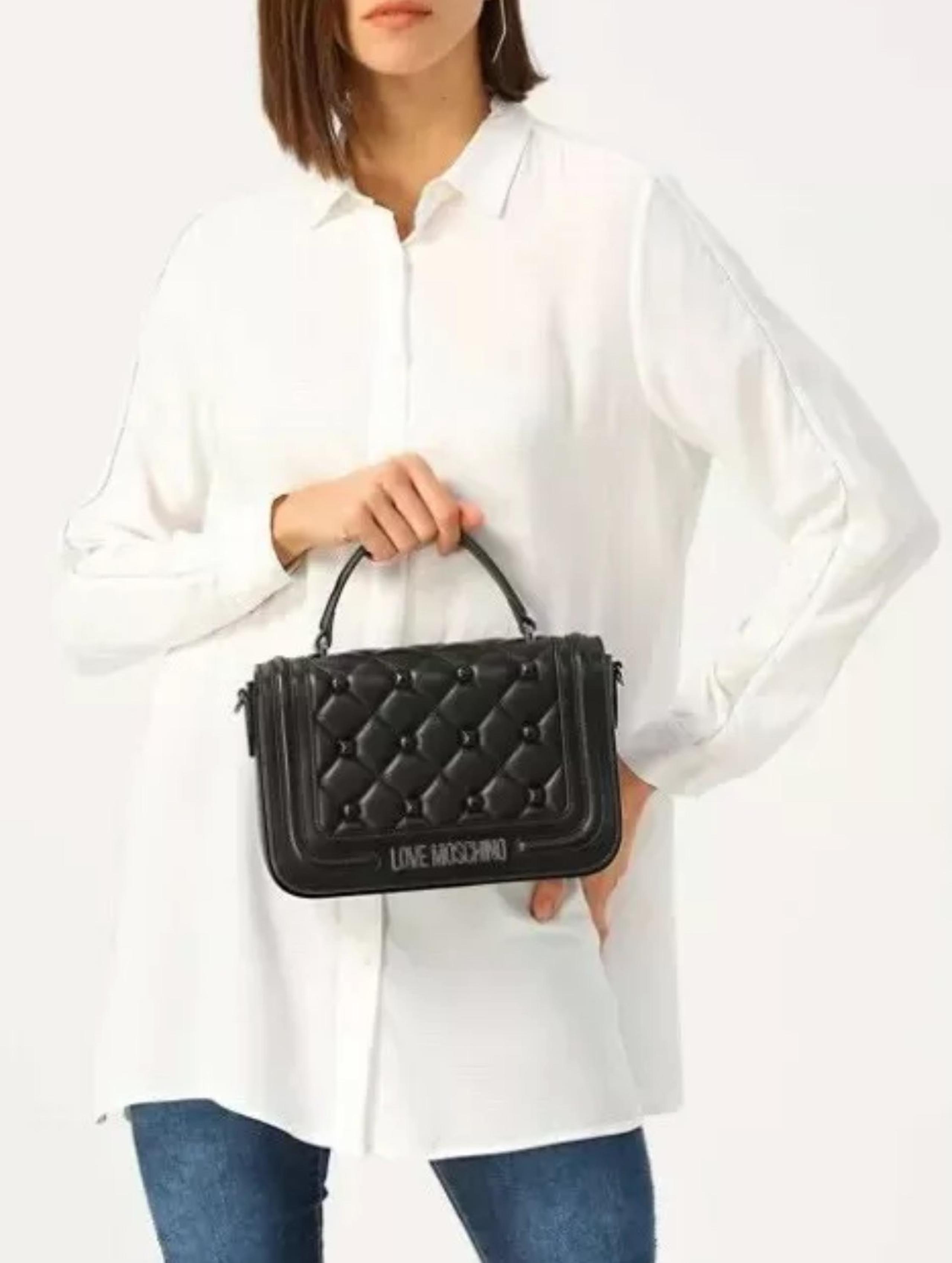 AUTH LOVE MOSCHINO BLACK QUILTED HANDBAG