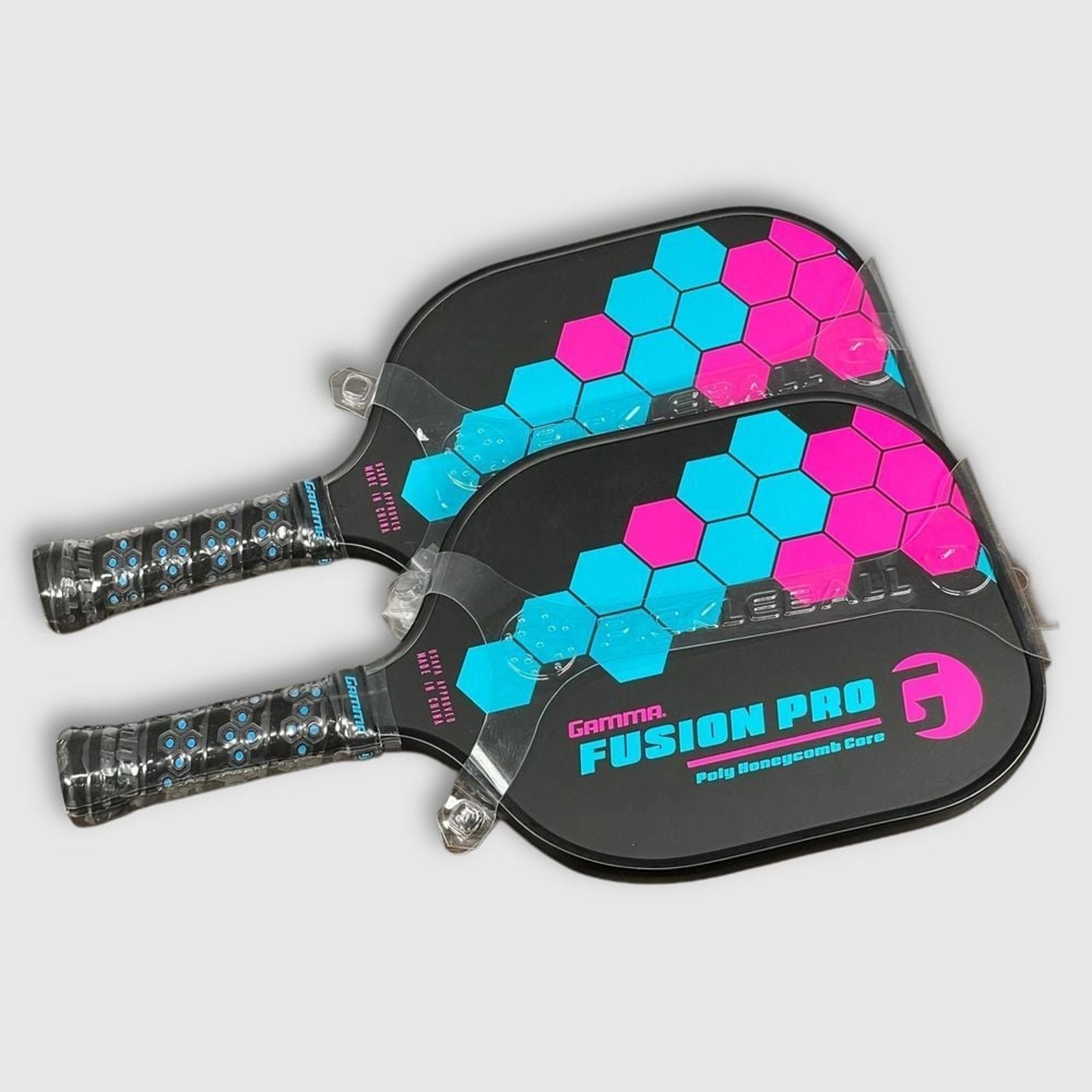 Lot of Two (2) GAMMA Fusion Pro G Pickleball Paddles Poly Honeycomb 8oz NEW
