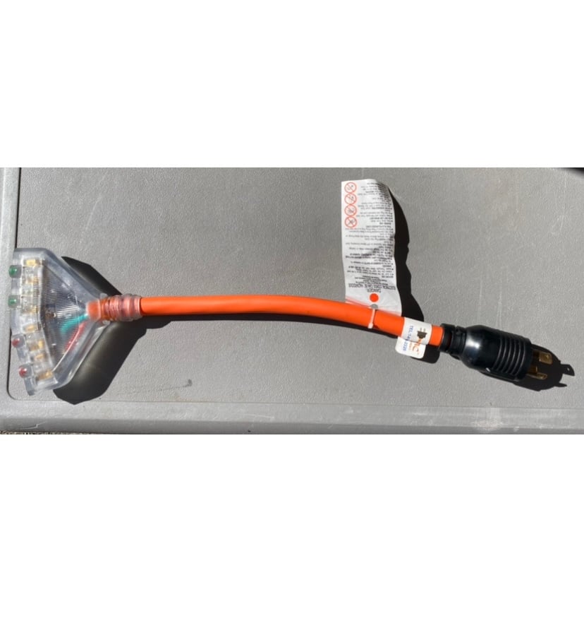 AC WORKS 30Amp 4-Prong Locking Generator Distribution Cord 1.5FT ~ New