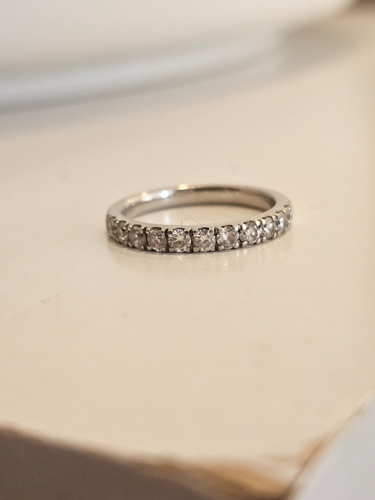 Diamond wedding band one single row round diamond white gold 1/2 carat