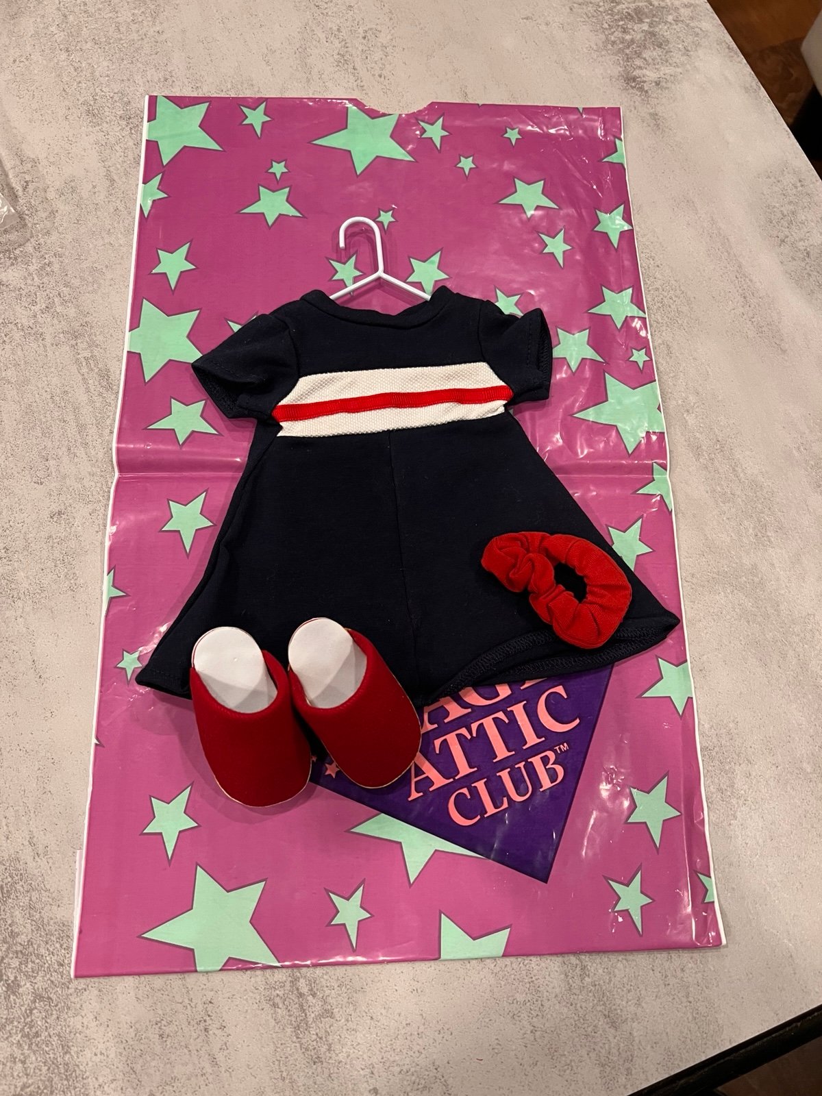 NEW HTF Magic Attic Club Rose Camp Whispering Pines dress, clogs & scrunchie
