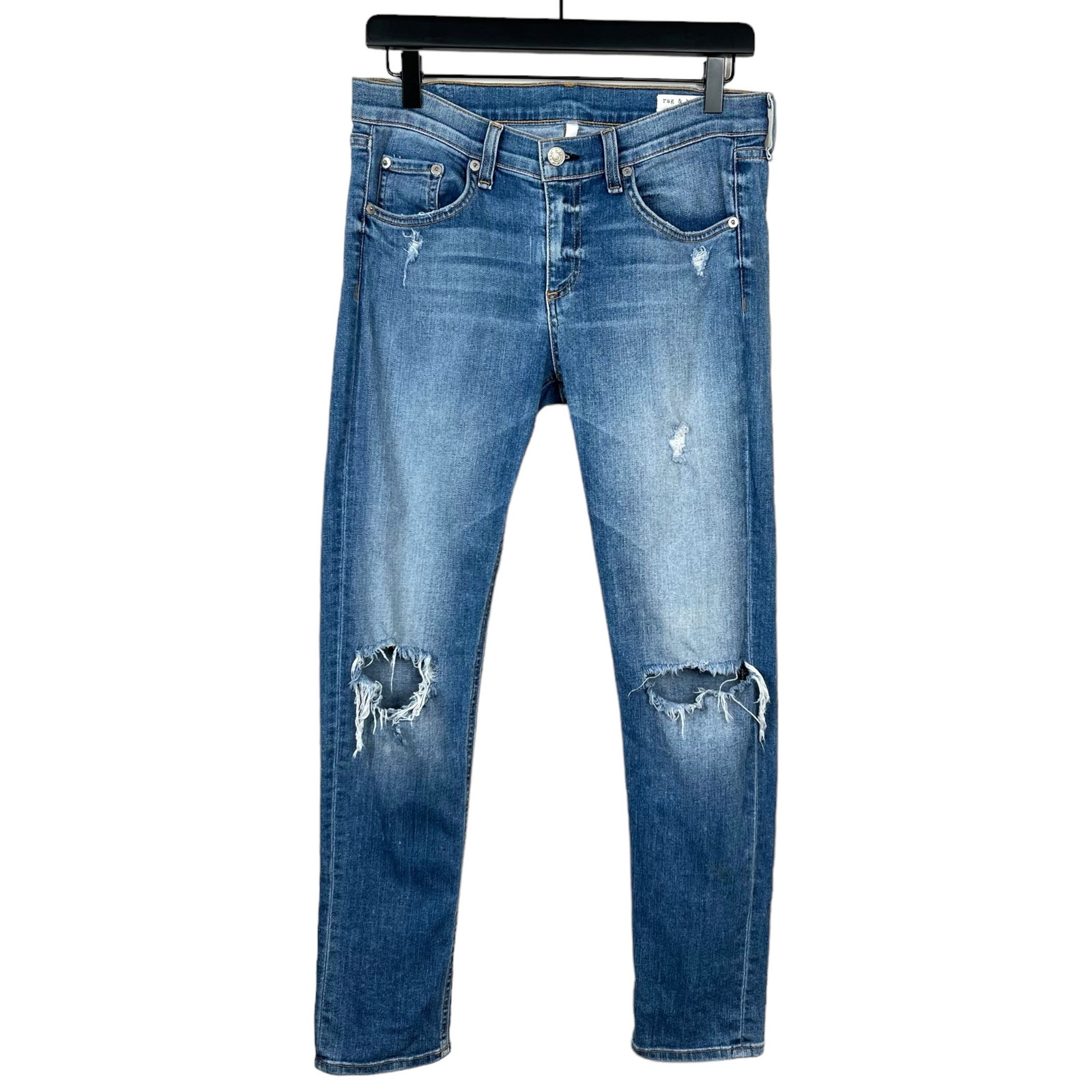 Rag & Bone Size 28 Distressed Capri Jeans in Gunner