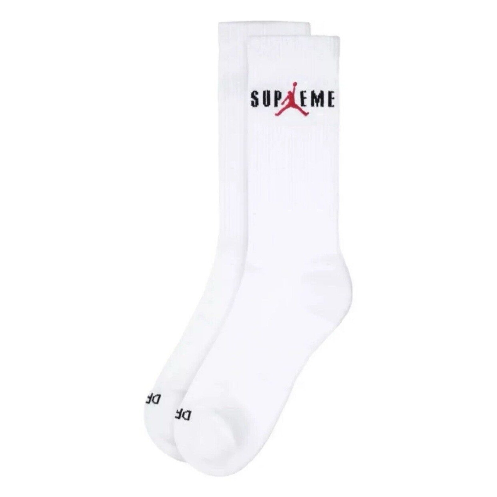 Supreme Jordan Crew Socks 2 Pack Large White Jumpman In Hand 2024 Ships Asap