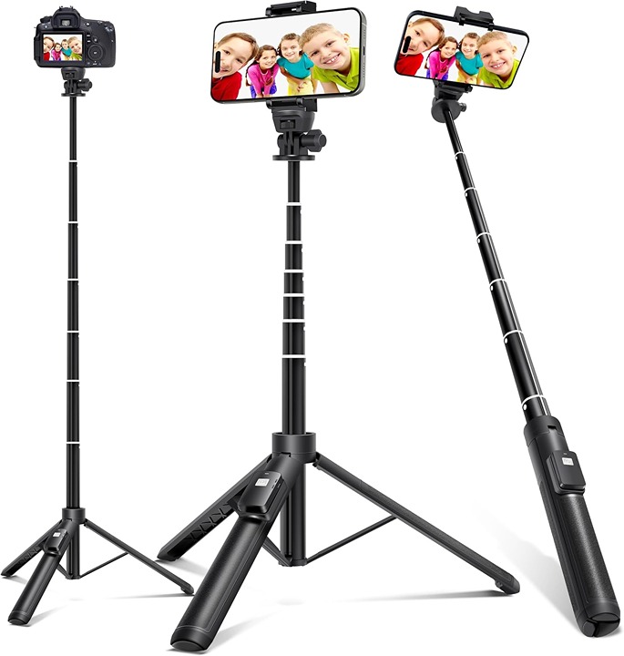 Extendable Selfie Stick Tripod with Wireless Remote Holder 62 inches