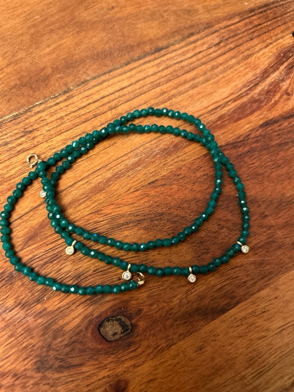 Magal Emerald Gemstone & Five Diamonds Necklace
