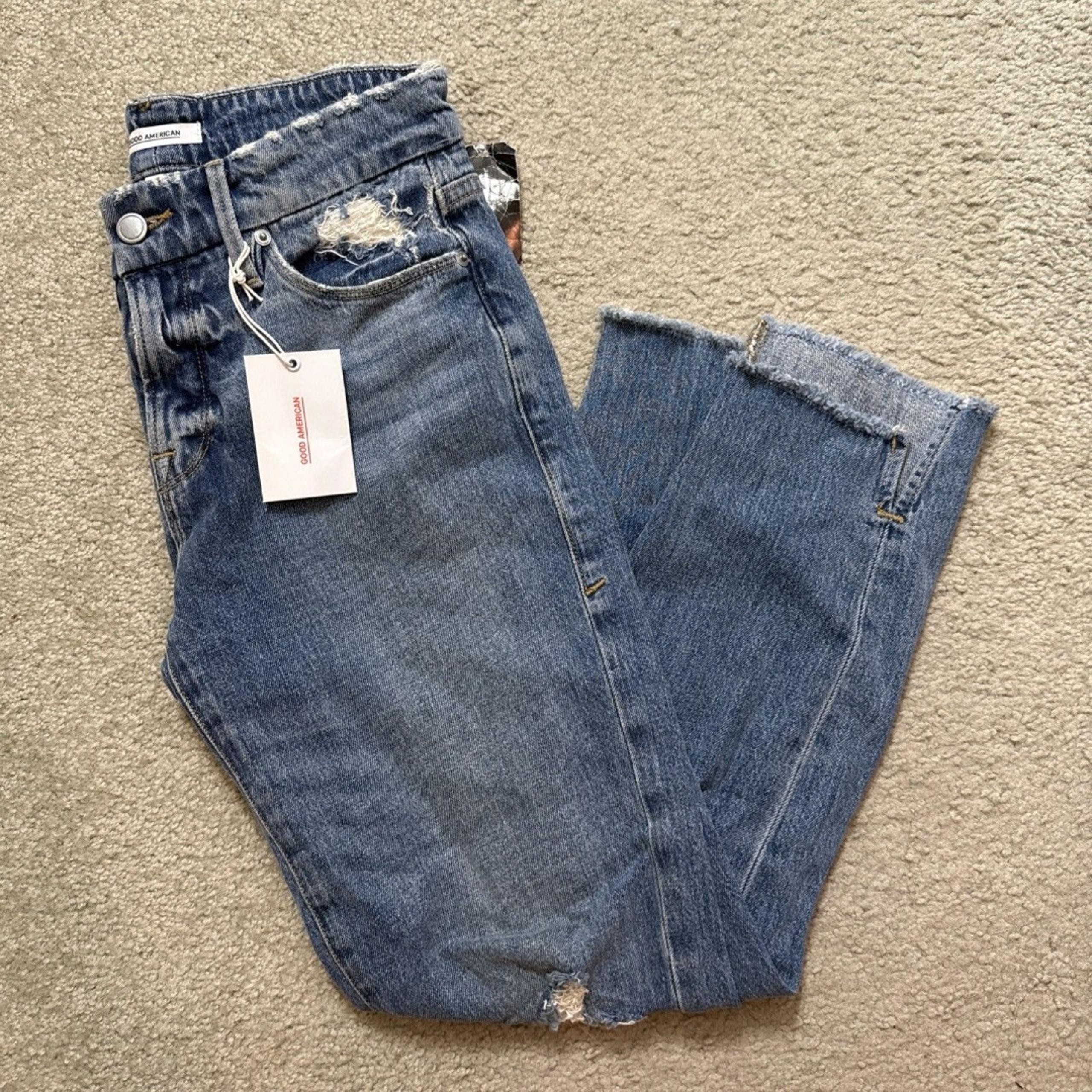 Good American Good Girlfriend High Rise Women’s Jeans Size 25 Distressed NWT