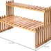 Natural Bamboo Indoor Plant Stand for Desk, 2 Tier Desktop Shelf Organizer Rack