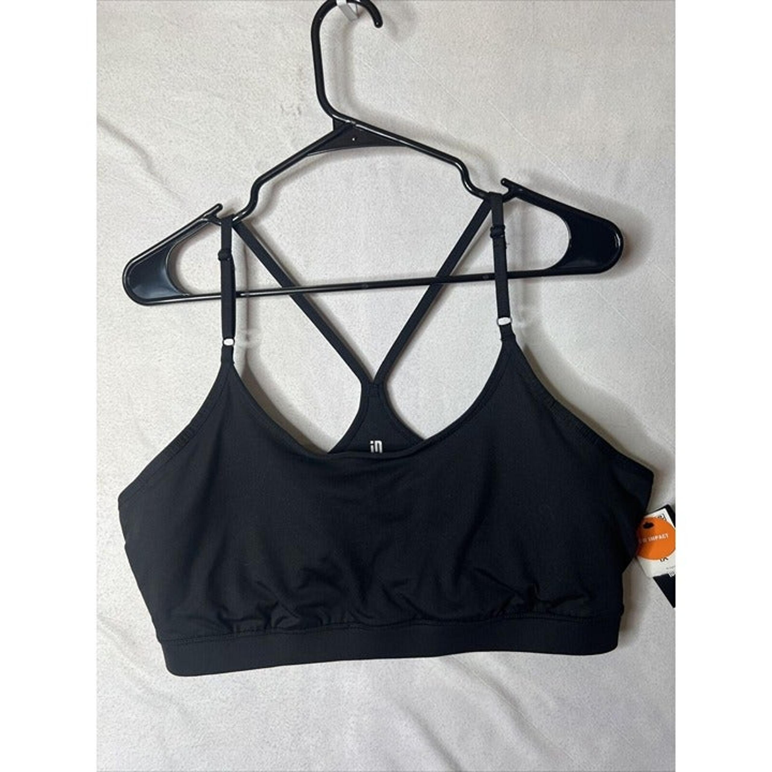 Ideology Size 1X Low Impact Removable Pads Active Womens Sports Bra Deep Black