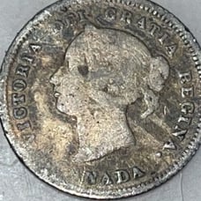 1881 Canada Five 5 Cents Small Silver Circulated Silver Canadian Coin VF