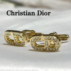 【Excellent Condition】Christian Dior Rhinestone CD Logo Cufflinks