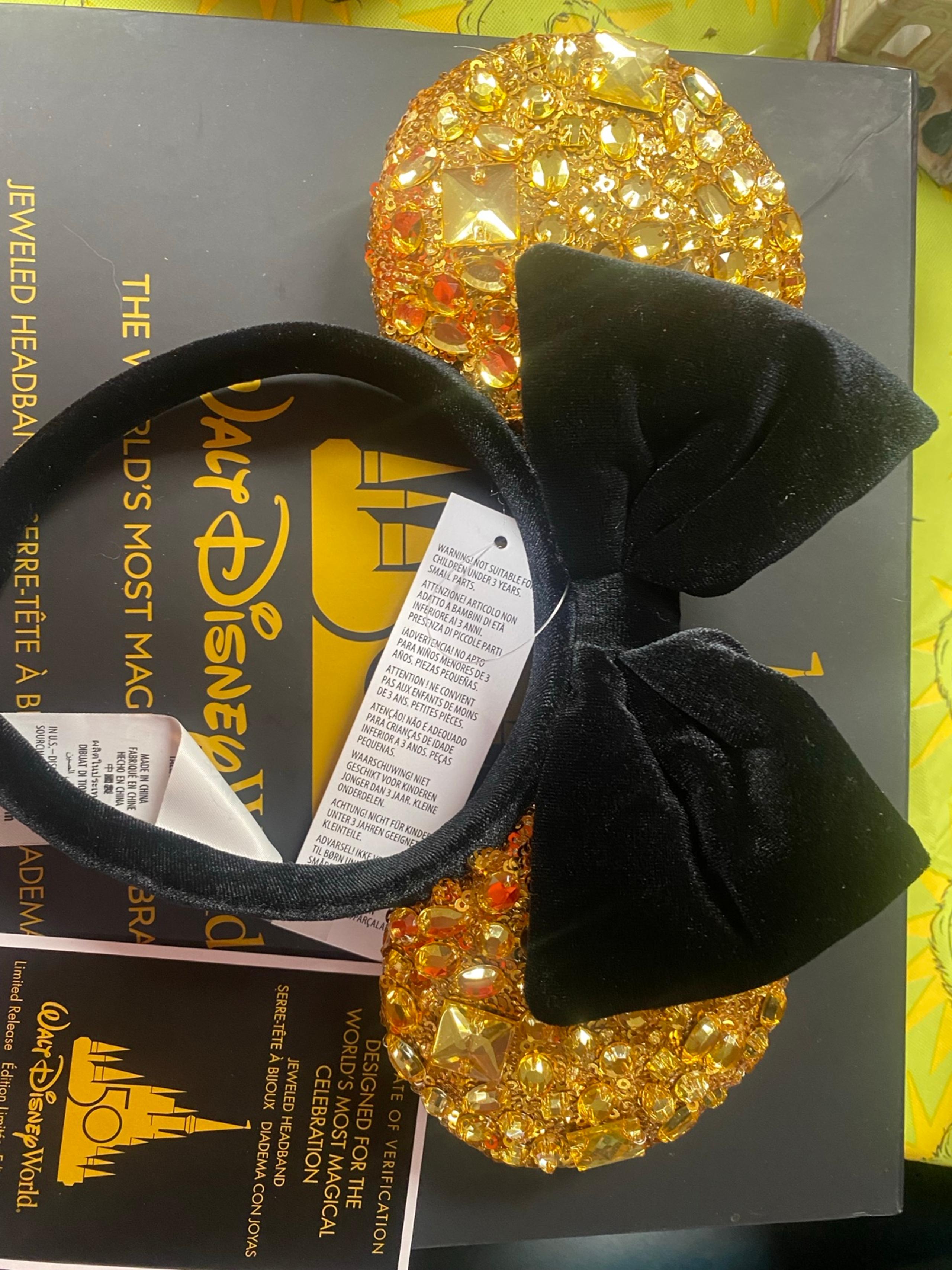 Walt Disney World 50th anniversary Luxe Logo Jeweled Ears Headband