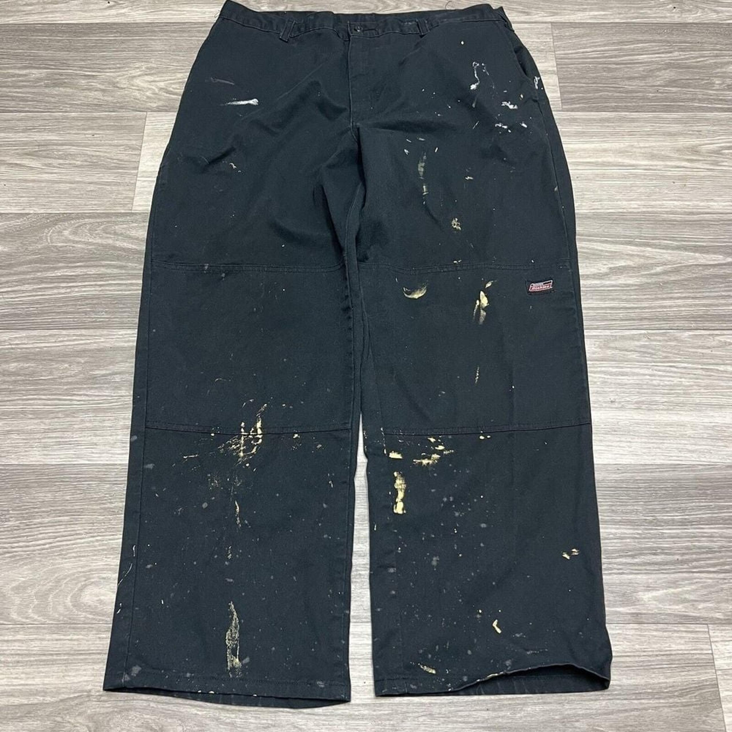 Vintage Dickies DoubleKnee Pants Mens 36x29 Black Workwear Painter Baggy Fit