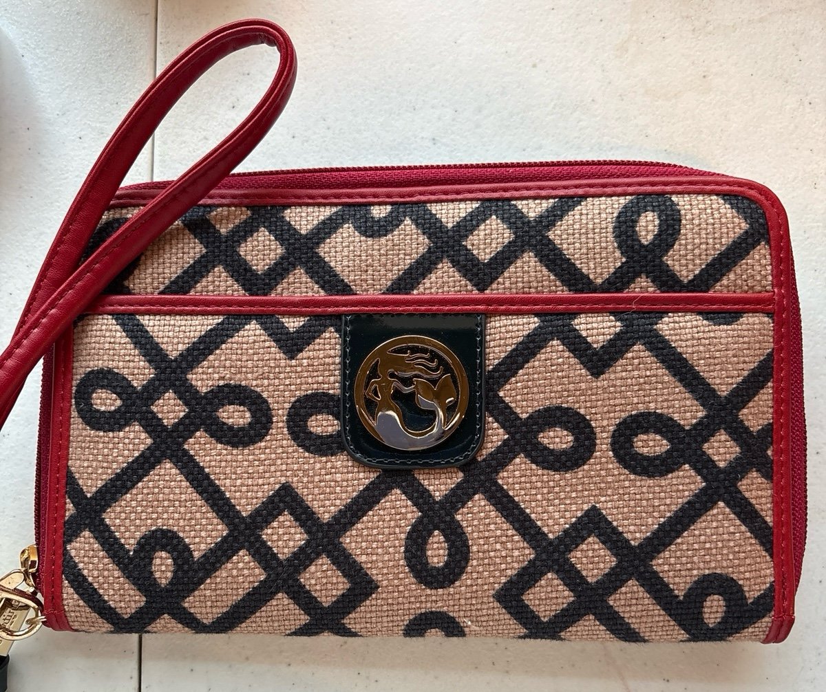 Spartina 449 wristlet purse/wallet red, navy and khaki