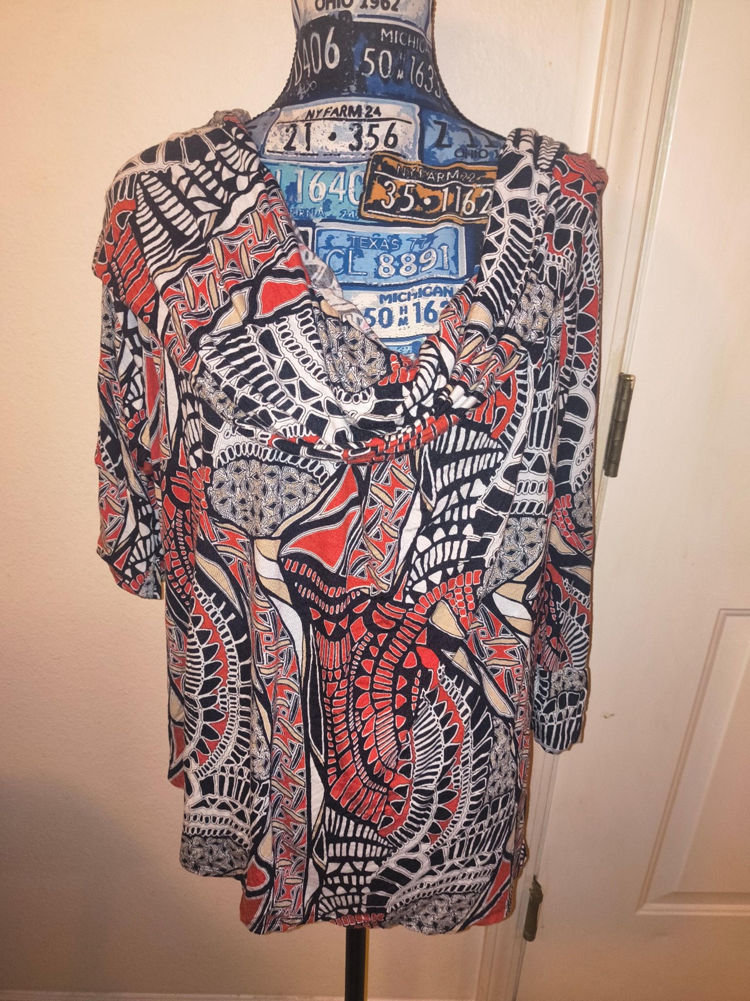 Cato women's plus size 4x boho unique shirt blouse red black