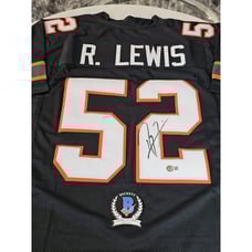 Ray Lewis Autographed/Signed Jersey Beckett COA Black Custom Jersey