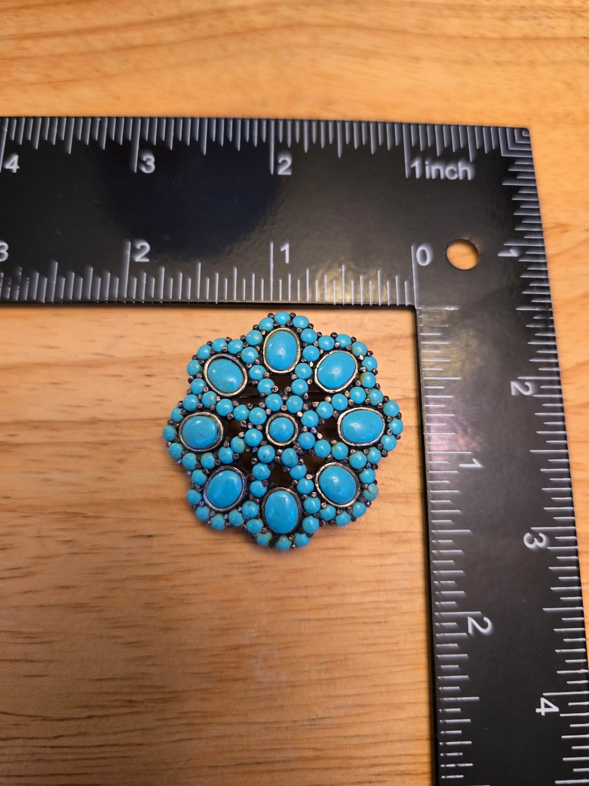Gorgeous Sterling Silver Turquoise Brooch Pin