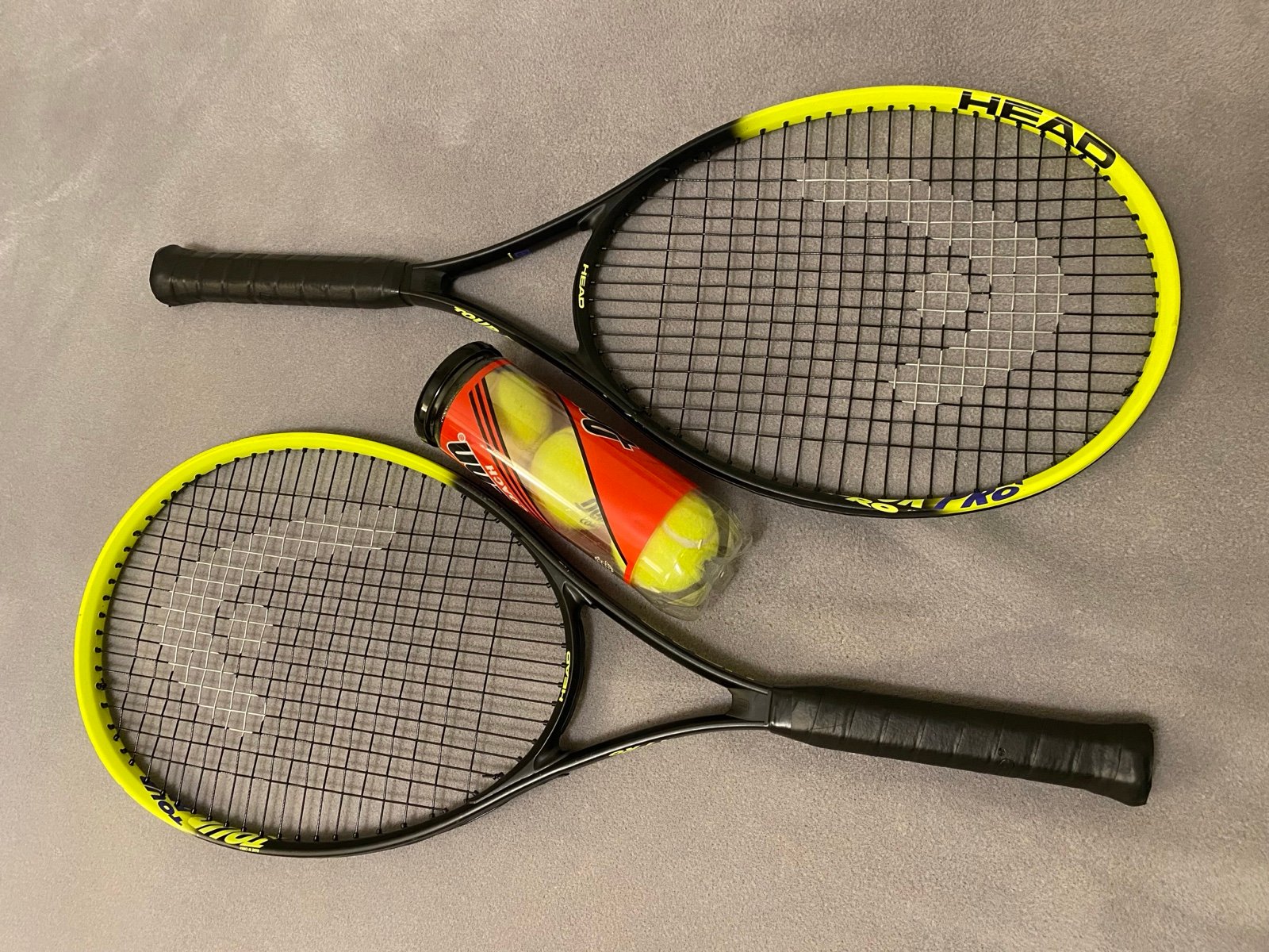 Head Tour Pro Titanium Tennis Racquet 4 3/8 Grip | Set Of 2 & 3 Balls - Bundle