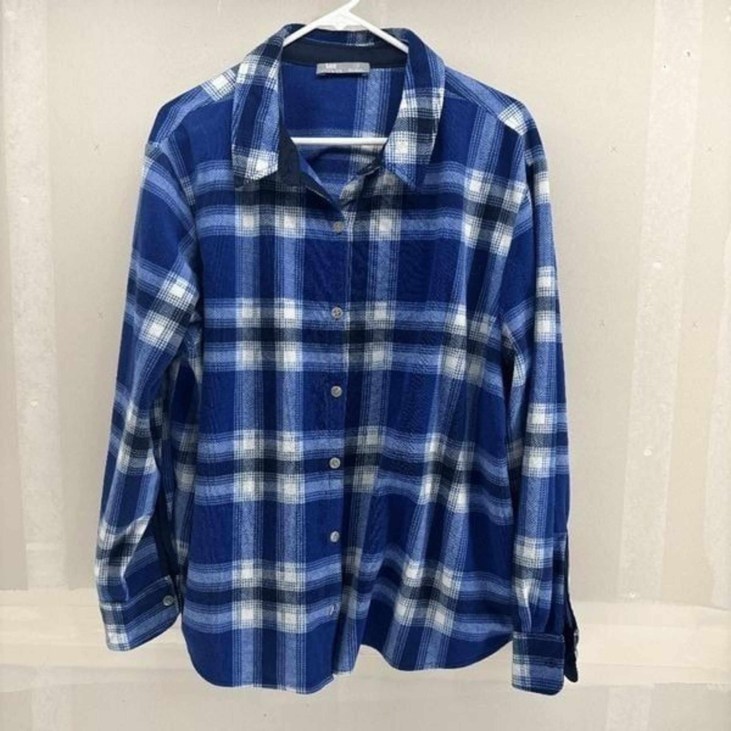 Vintage Riders By Lee Women's Plaid Flannel Button-Up Shirt Fleece Size XL Soft