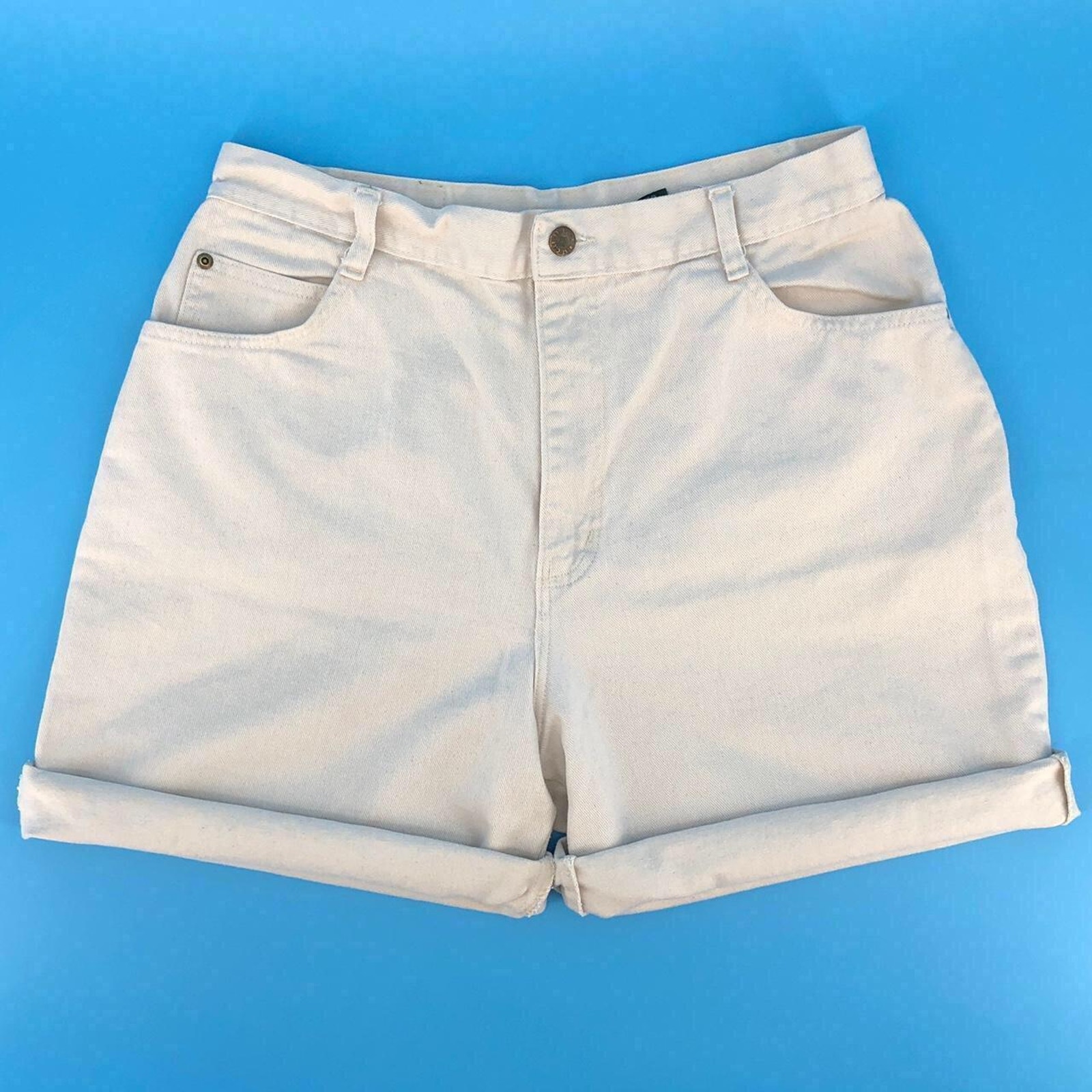 Ivory denim bermuda jean shorts 90s 1990s vintage