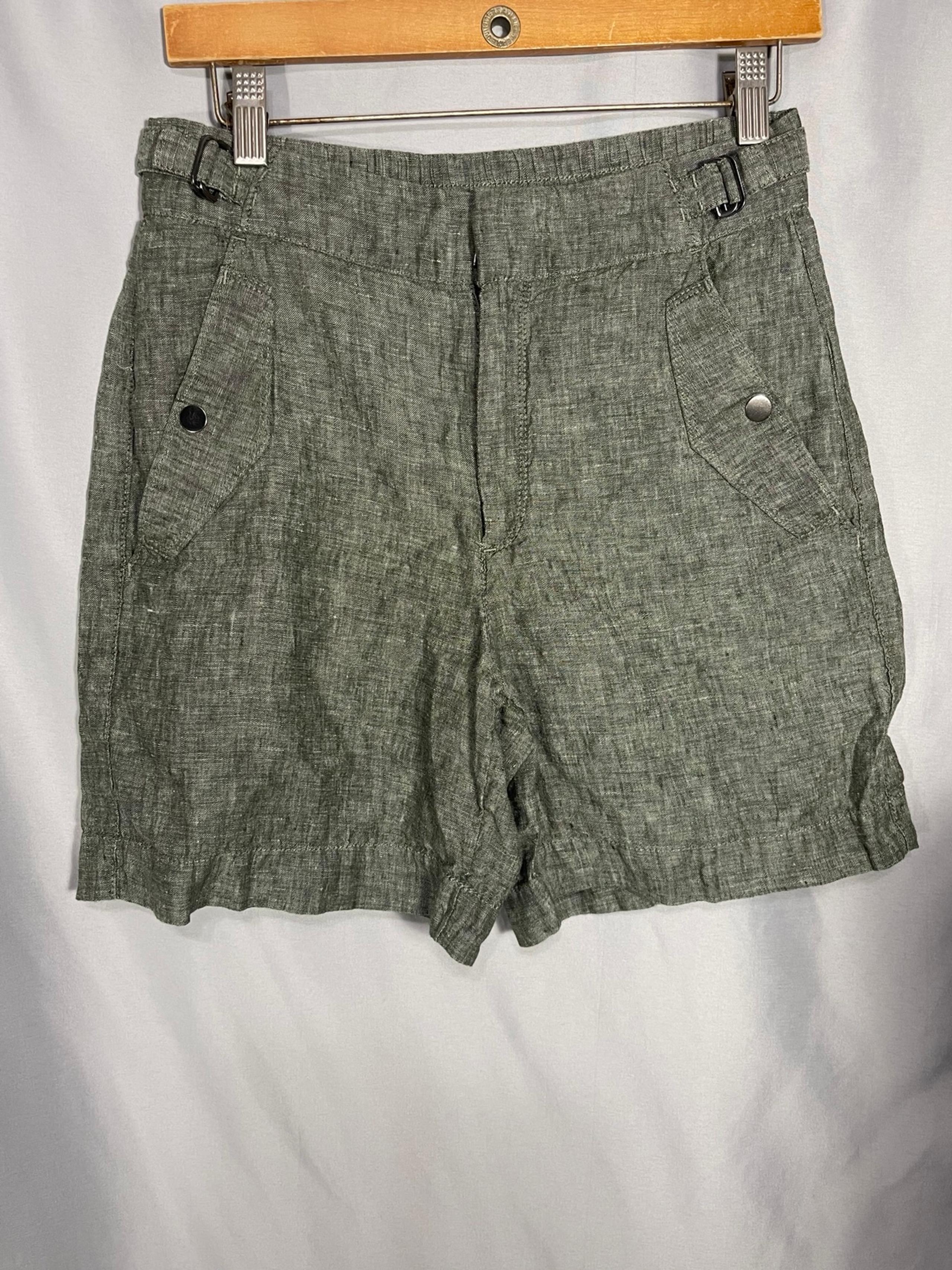Athleta Voyager Green Linen High Rise Pockets Lightweight Women’s Shorts Sz 4