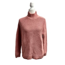 Marine Layer Remi Mock Neck Long Sleeve Knit Sweater Ash Rose Pink Small S