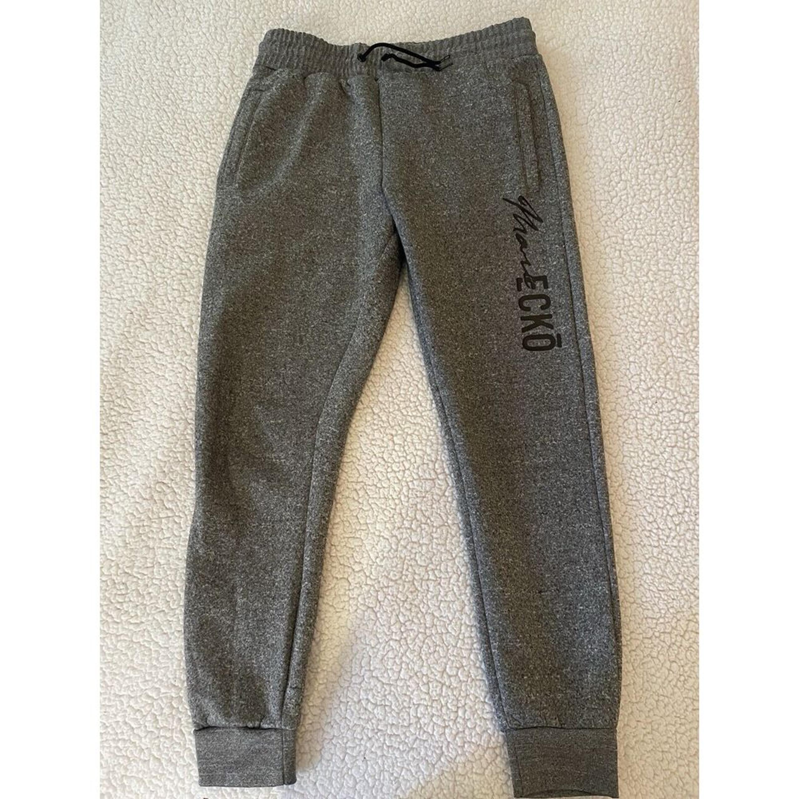 Men's Joggers Marc Ecko Cut & Sew Size Medium Marbled Black Gray Fleece Pants