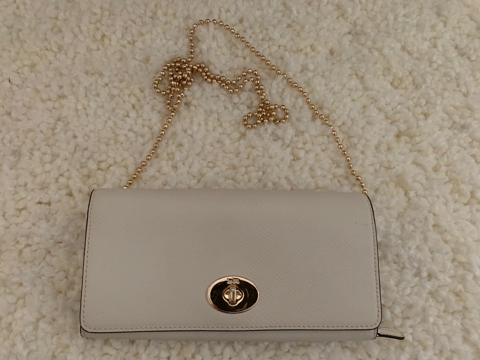 Coach Ivory Hand Bag with Gold accents