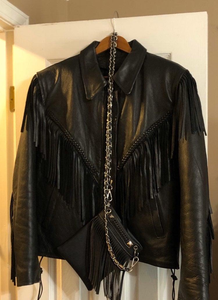 womens black leather jacket