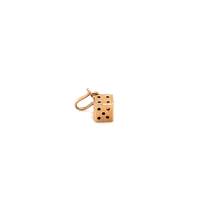 Miniature 6-Sided Die Charm in 14 Karat Gold