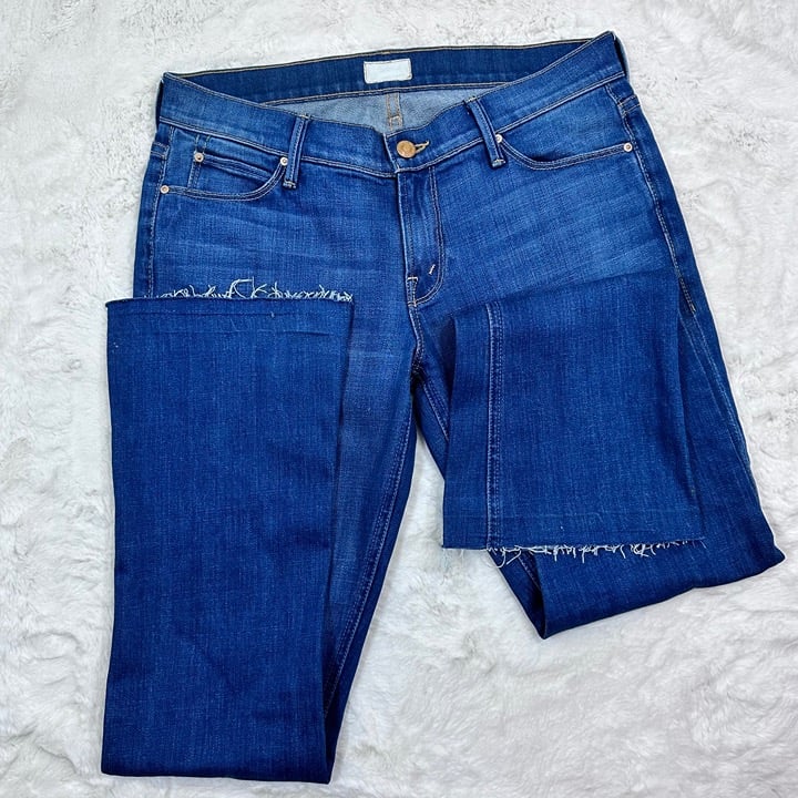 Mother The Runaway Out of the Blue Medium Wash Skinny Flare Bootcut Fray Size 29