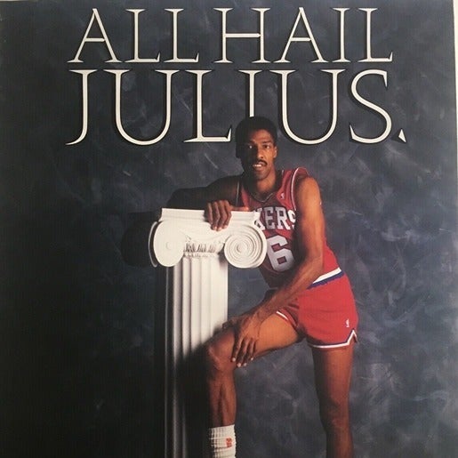 Dr. J. Julius Erving Poster; 76er's ALL HAIL JULIUS 17x23, Like New