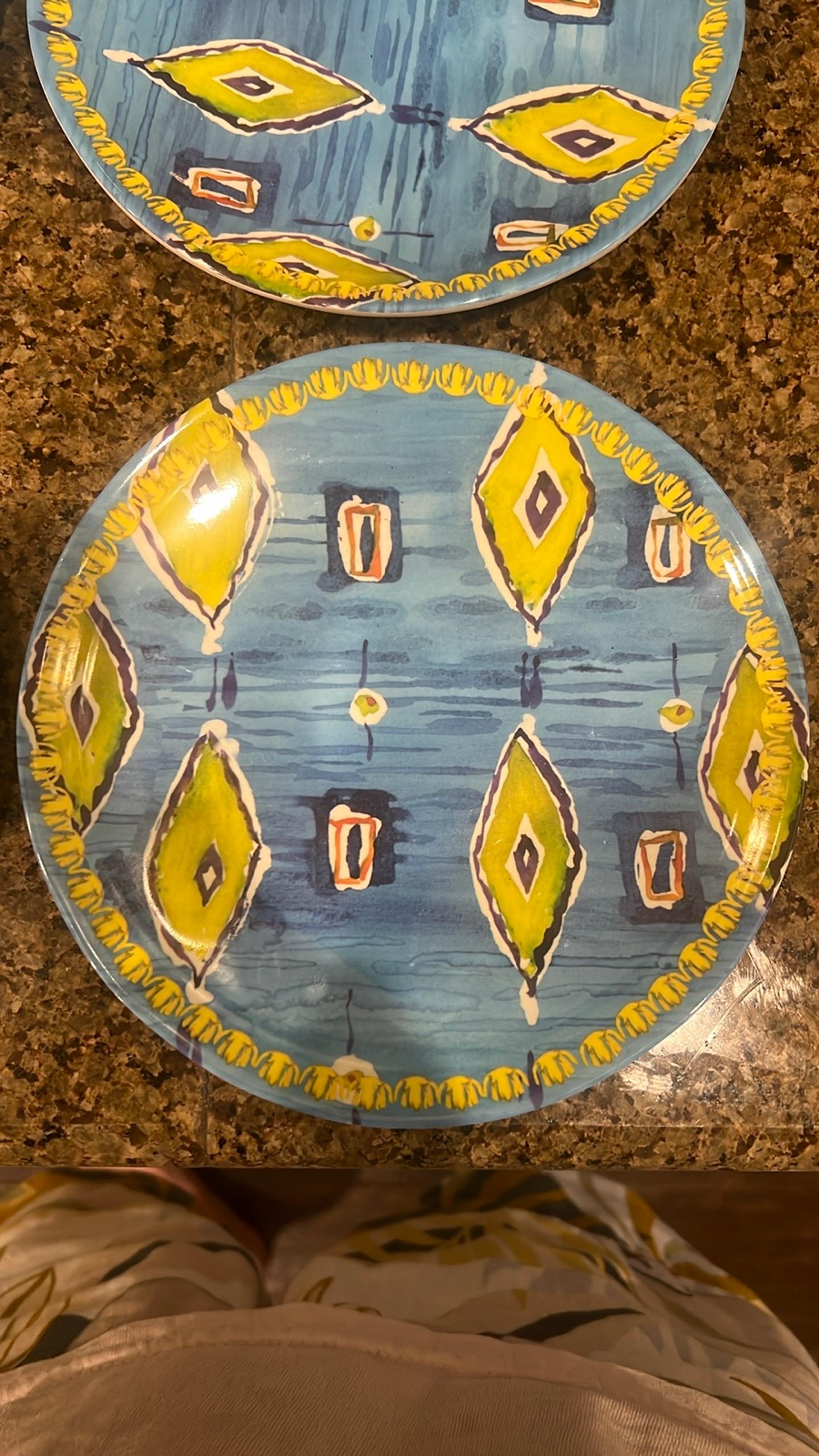 Anthropologie Aperta Set of 6 Canapé Melamine Boho Plates