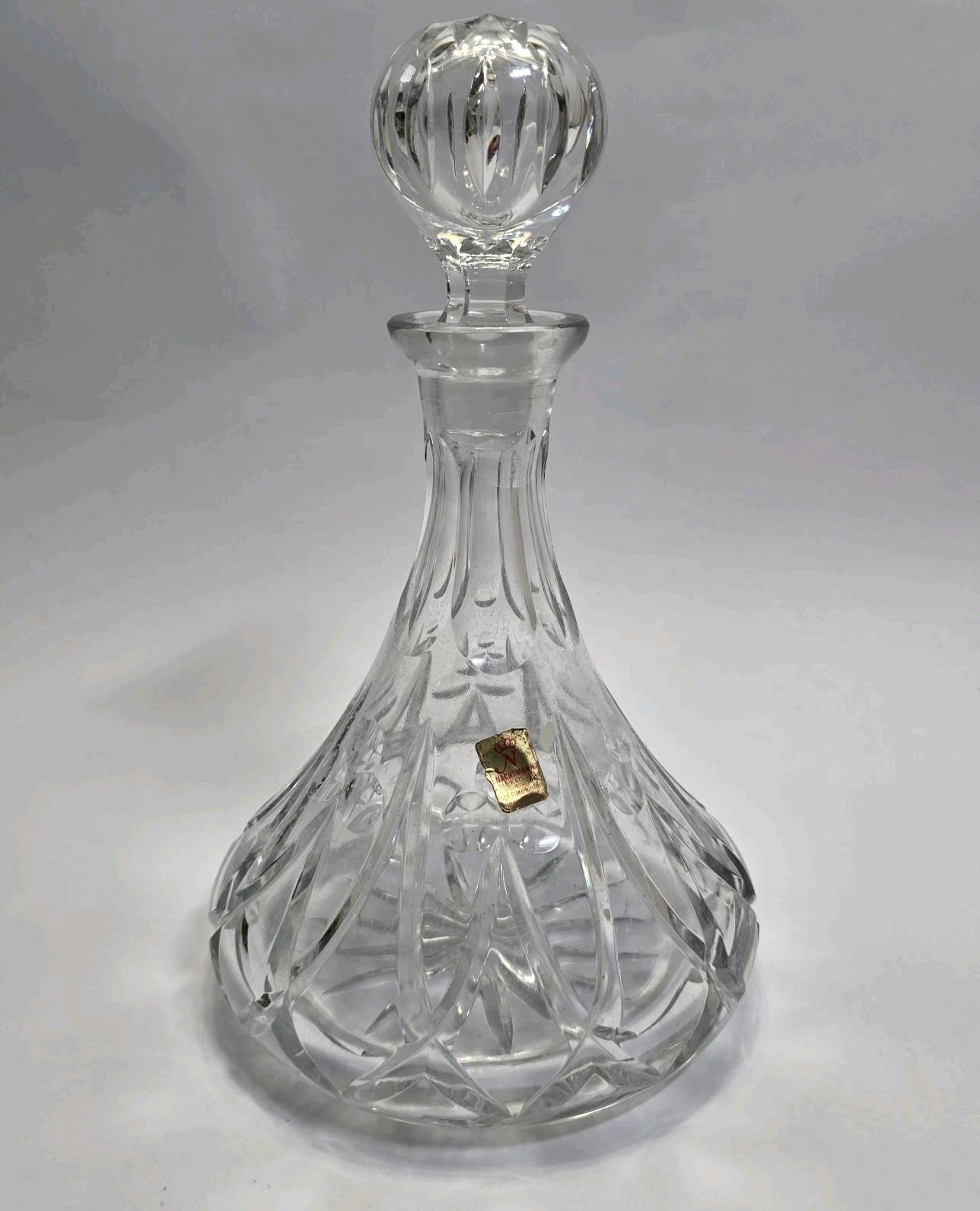 Walther-Glas Crystal Decanter Stopper Crown Label West Germany Barware 11