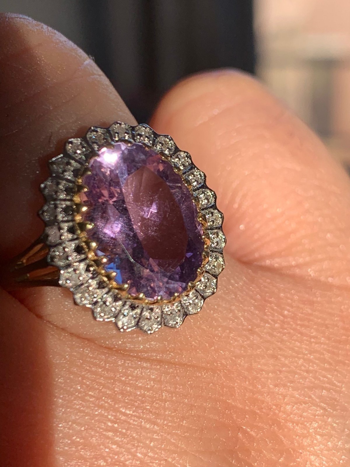 14k Large Amethyst/DiamondStatement ring
