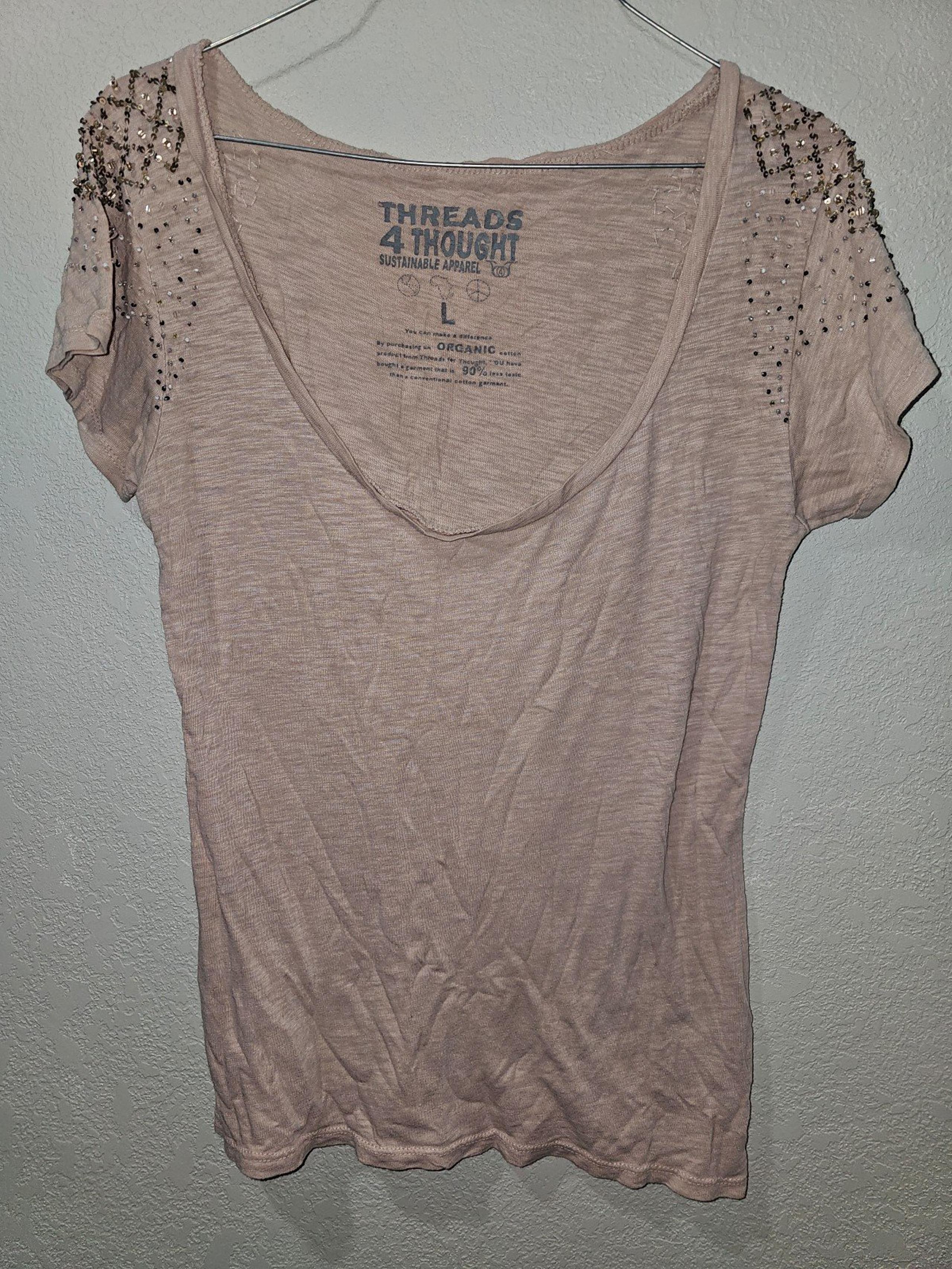 Threads for Thought boho bling burnout v neck shirt size large