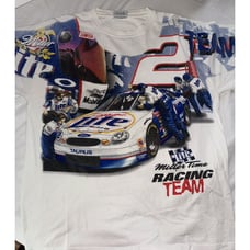 Vintage Rusty Wallace Miller Genuine Draft T-Shirt AOP 90's Nascar Shirt Size L