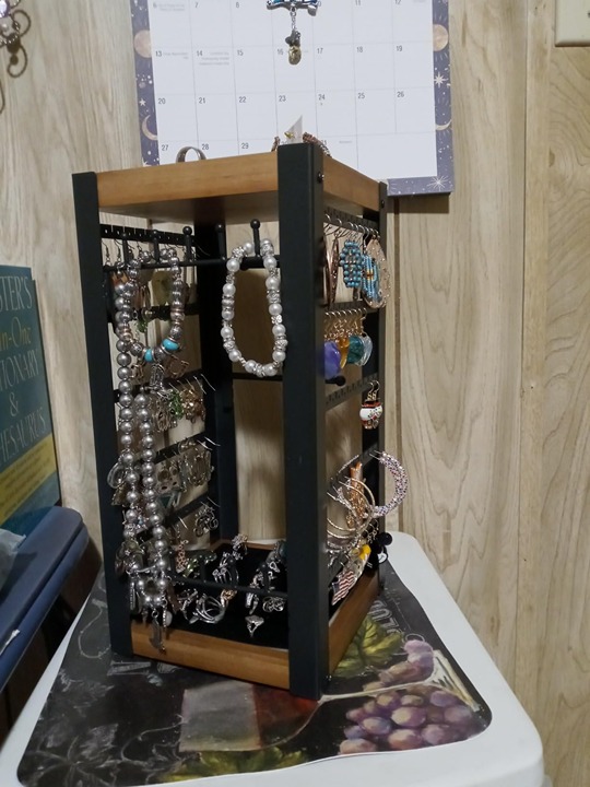Rotating Earring Holder, Jewelry Holder Organizer with Ring Tray/Neck