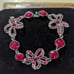 NWOT Gvenchy High End Red/Pink Crystal Flower Bracelet