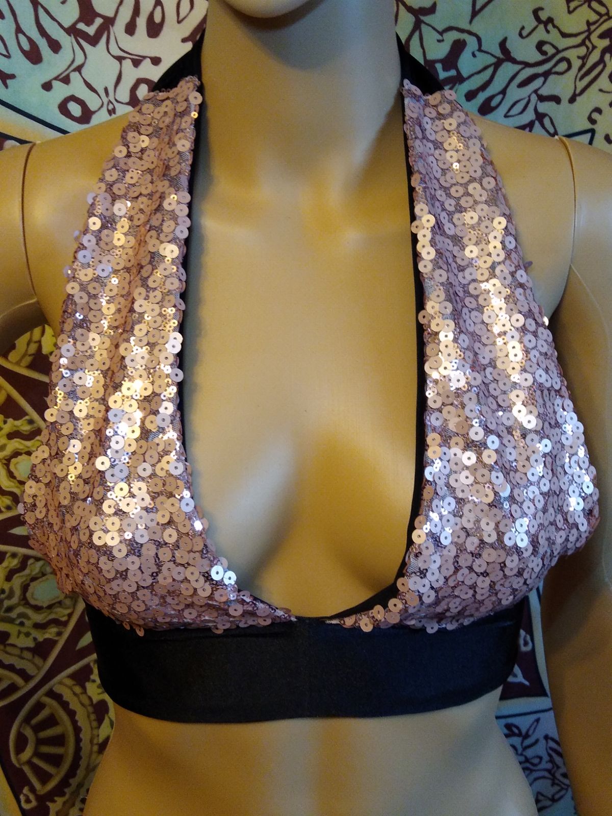 Dusty pink sequin halter top